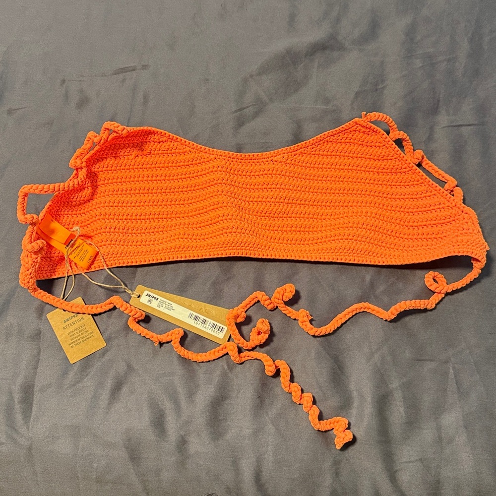 Skims Orange Crochet Bikini Top